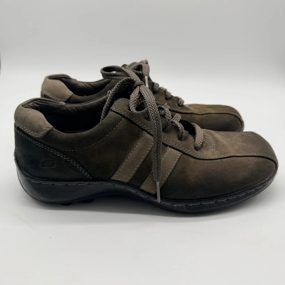 Skechers Shoes Men's Sz 8 Brown Oxfords Leather Lace Up Casual